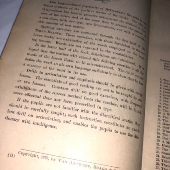 McGuffey's First Eclectic Reader, 1879 book Antique Vintage - Picture 4 of 10